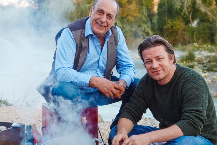 Gennaro Contaldo and Jamie Oliver cooking in Tuscany
