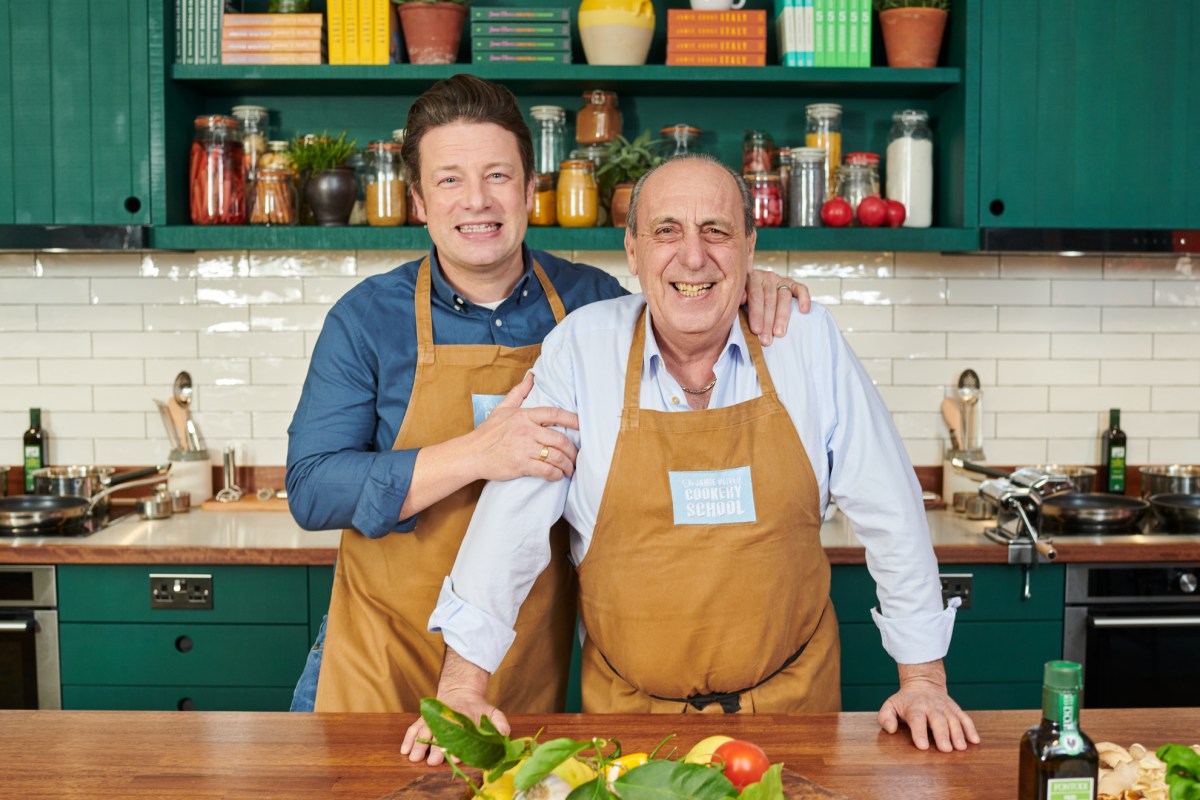 jamie oliver and gennaro contaldo Jamie Oliver, Gennaro Contaldo standing in a kitchen