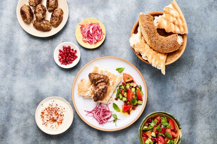 a table topped with different types of food on a plate