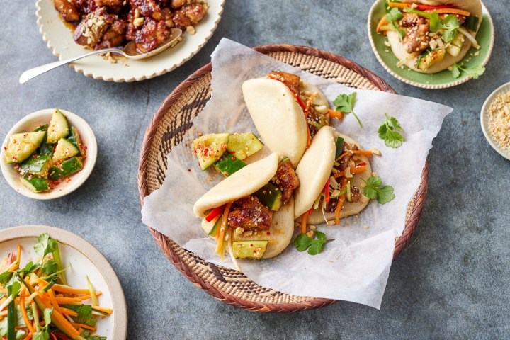many different types of food on a table