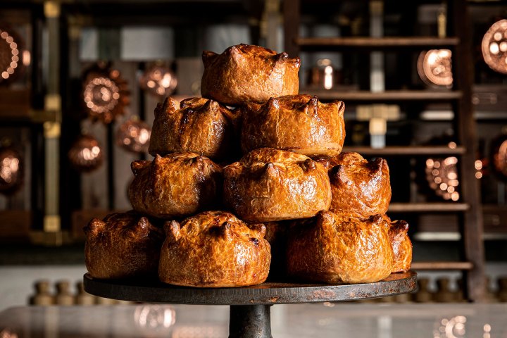 a close up of food on a shelf